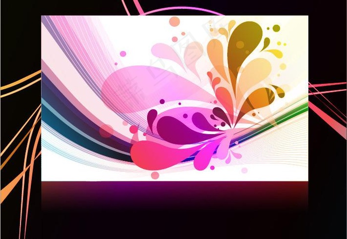 绚丽花纹黑色背景矢量图片