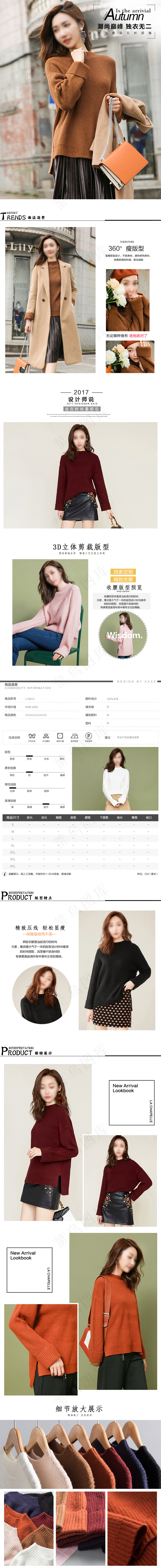 韩版秋冬季套头针织衫女装详情页