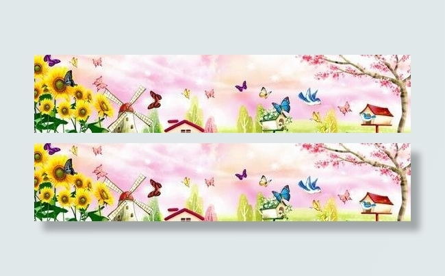 蝶舞纷飞唯美春天宽屏风景PSD 下载