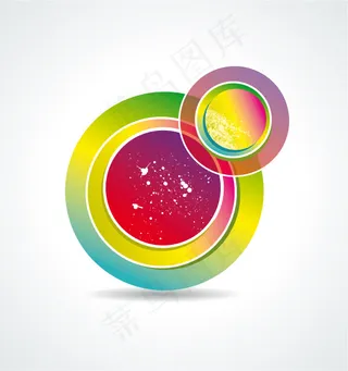彩色同心圆立体背景矢量素材