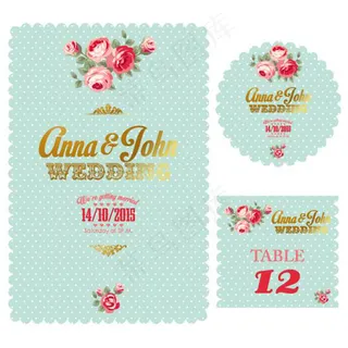 玫瑰花婚礼请柬设计矢量素材