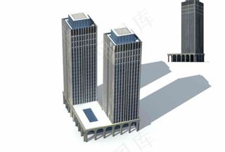 MAX现代商业大厦带裙楼3D模型