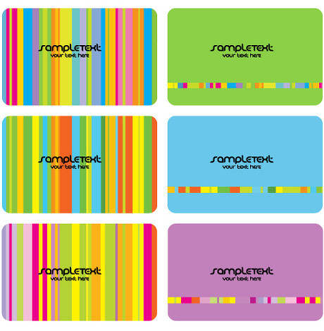 七彩条活力时尚卡片模板eps,ai矢量模版下载