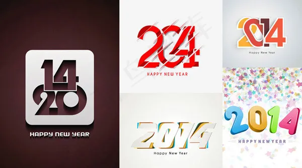 星星背景与2014文字等矢量素材免...eps,ai矢量模版下载