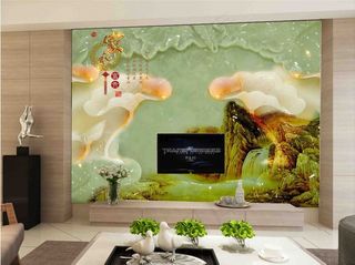 高清玉雕电视背景墙壁画设计