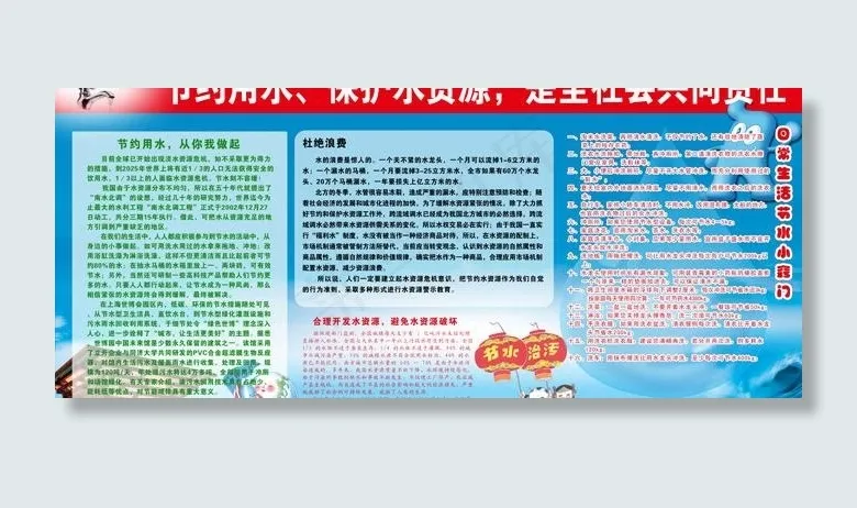 节水板报图片psd模版下载
