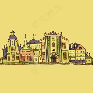 印花矢量图 建筑 房子 女装 免费...