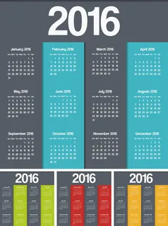 2016猴年日历模板矢量素材V.44