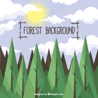 三角树和山脉背景