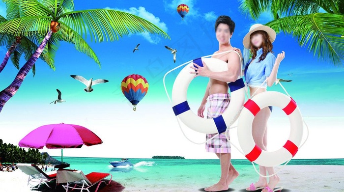 夏日沙滩图片(3900X2400(DPI:300))psd模版下载
