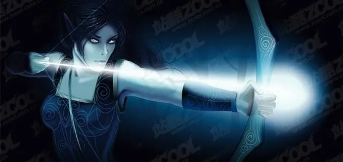 精灵射手美女矢量素材