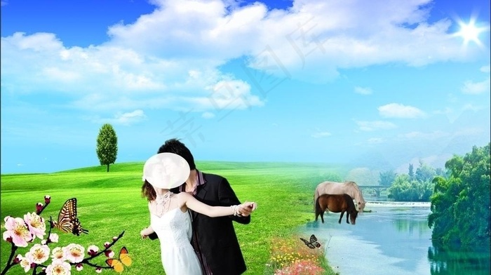 绿色风景画图片