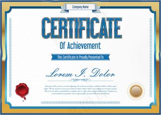 金色蓝色高档证书设计矢量图