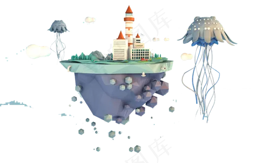 夏季毕业旅行创意海报空中岛屿PNG...