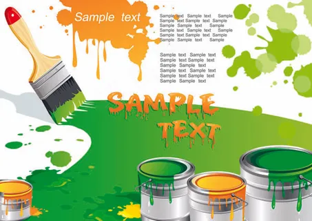 油漆桶油漆刷子矢量素材
