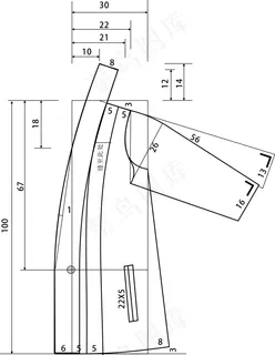 插肩袖中大衣裁剪图（右）