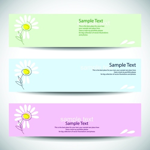 矢量淡雅花朵横幅模板素材