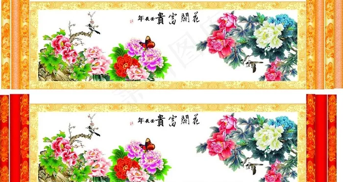 花开富贵图片cdr矢量模版下载