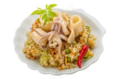 美味的海鲜炒饭