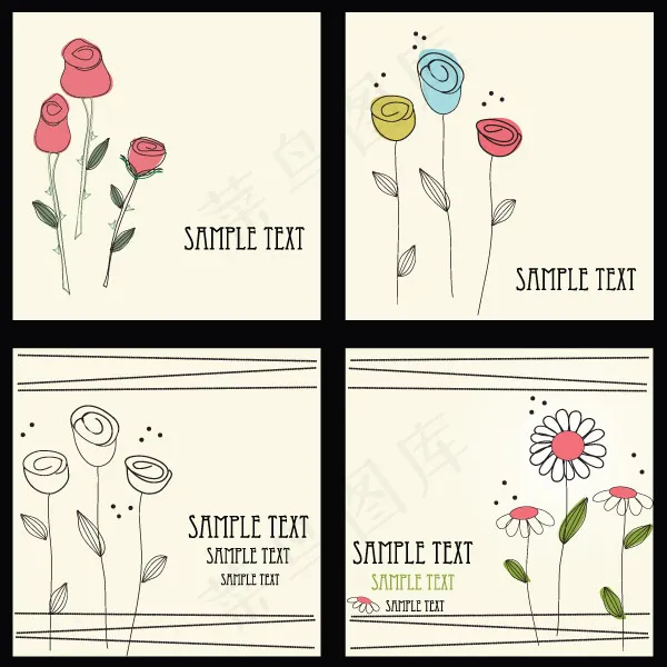 可爱的花朵矢量1eps,ai矢量模版下载