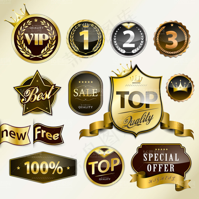 高档品质徽章标签矢量素材
