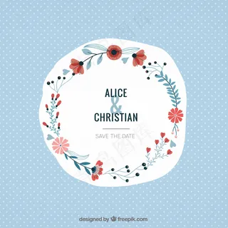 可爱的婚礼花花环在一个点缀的背景