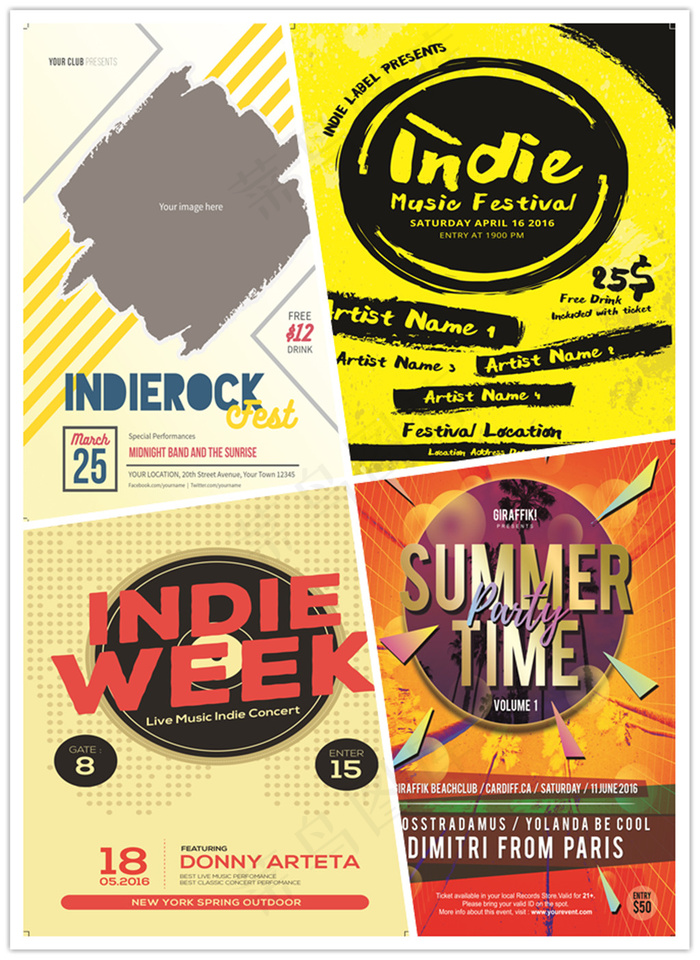 夏季梦幻绚丽时尚音乐海报素材PSD...