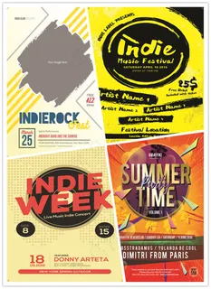 夏季梦幻绚丽时尚音乐海报素材PSD...