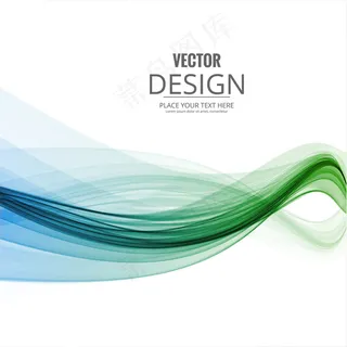 白色抽象背景与绿色波浪形