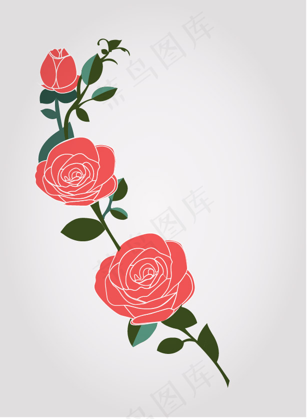 精美的玫瑰花ai矢量模版下载