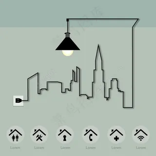 创意路灯房地产背景矢量素材