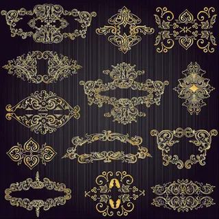 金色样式欧式花纹矢量素材