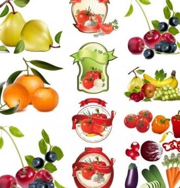 水果和蔬菜的主题矢量