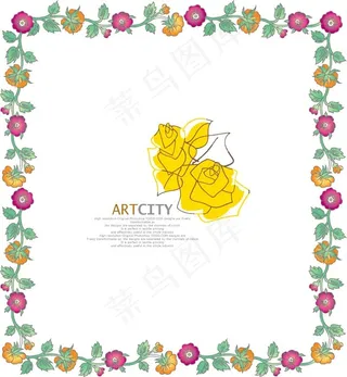 欧式小花连边框免费下载