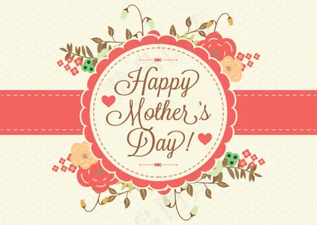 手绘花卉清新母亲节卡片