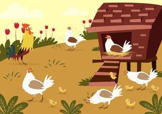 卡通鸡窝矢量图