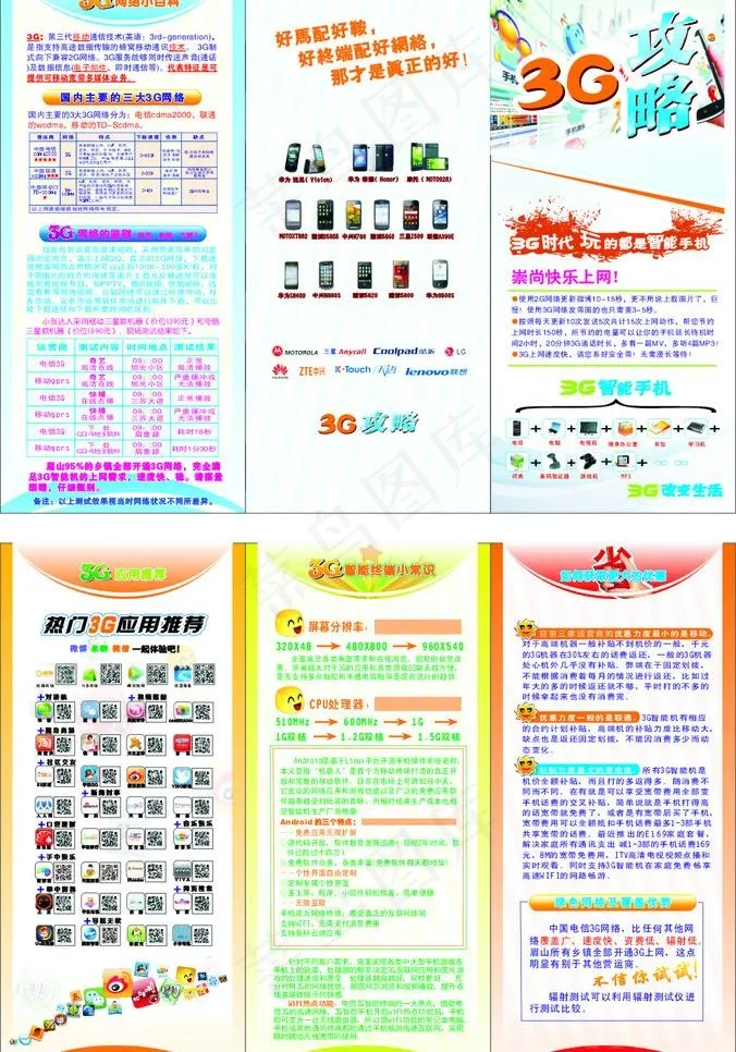 电信3g攻略图片cdr矢量模版下载