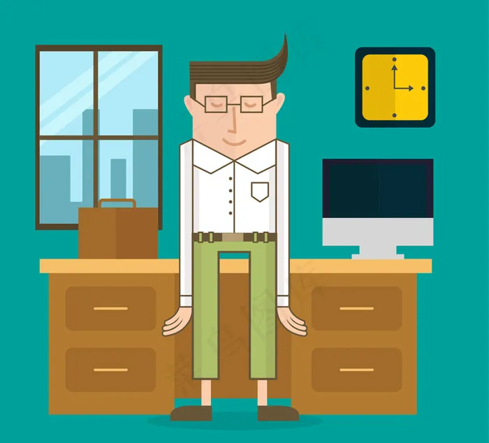 创意搞笑办公室商务男子矢量图ai矢量模版下载