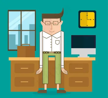 创意搞笑办公室商务男子矢量图