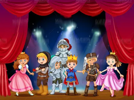 舞台剧可爱的孩子乐队设计矢量素材