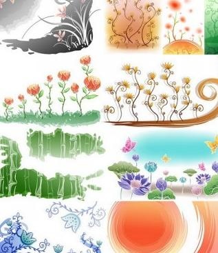 鲜花的手绘背景矢量1例eps,ai矢量模版下载