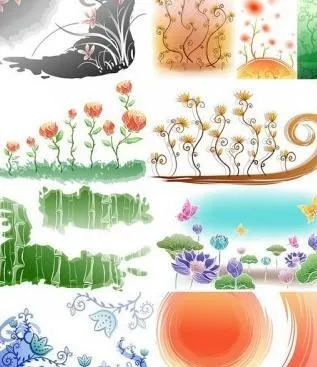 鲜花的手绘背景矢量1例eps,ai矢量模版下载