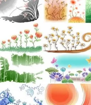 鲜花的手绘背景矢量1例