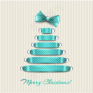蓝色水玉点丝带圣诞树