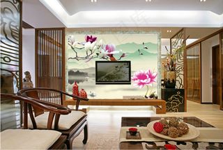 背景墙玉兰花雅舍兰香中式