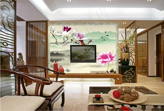 背景墙玉兰花雅舍兰香中式