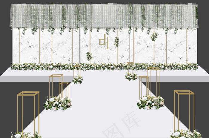 大理石婚礼主背景效果图
