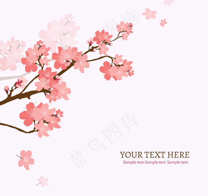 樱花花枝背景矢量素材ai矢量模版下载