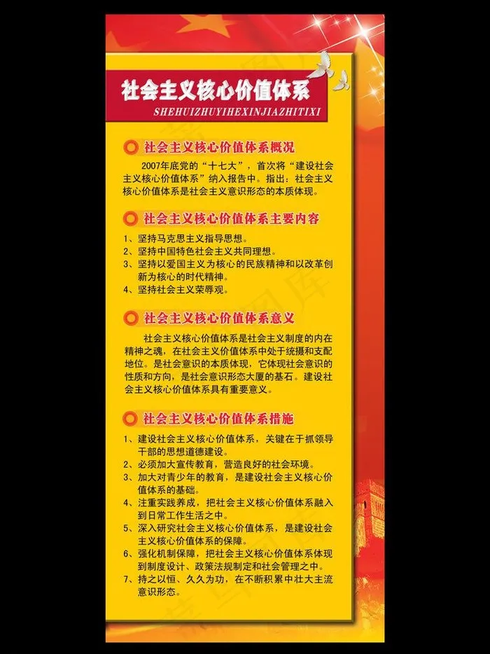 *核心价值体系展架图片psd模版下载