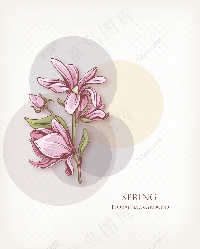 春天开花的花卉背景矢量插画